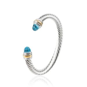 Designer de moda luxo jóias anel torcido manguito pulseira série david yaman charmoso pulseira masculina feminino dy jóias presente 925 prata 7mm fio de gancho de metal