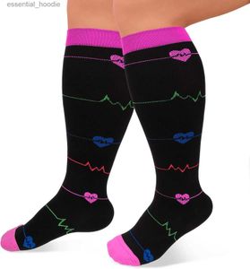 Men's Socks Compression Plus Size Women Men Varicose Veins Knee High Anti Fatigue Pain Relief Sportrs Travel Stocking 3XL 4XLC24315