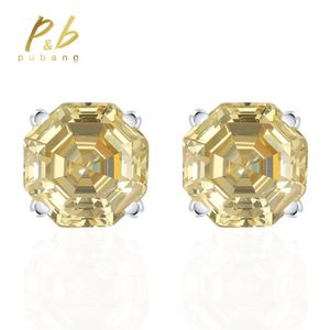 Pubang Fine Jewelry 100% 925 Sterling Silver Asscher Cut Cut Lab Created Diamond Studs For Women Anniversary Gift 240227