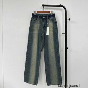 Kvinnors jeans high end m6 hem 24ss tidigt på våren tvättade kontrasterande färgficka digitala tryckta jeans för kvinnor zimg