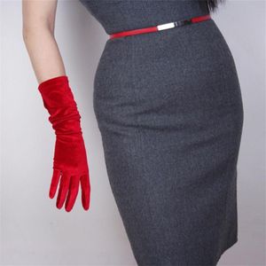 Velvet Gloves In The Long Red Christmas Women'S High Elastic Gold Touch Screen Gloves 40cm SRHS40259R