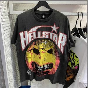 Hellstar-Hemd, Designer-T-Shirts, Grafik-T-Shirt, Kleidung, Kleidung, Hipster, gewaschener Stoff, Straße, Graffiti, Schriftzug, Foliendruck, Vintage, Schwarz, lockere Passform, Übergröße