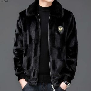 Haining Mink Fur Coat Mens Jacket New Gold Leather Winter TOP TOP