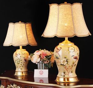 Table Lamps American Style Large Ceramic Lamp For Living Room Bedroom Bedside Retro Flower And Bird Chinese9866049