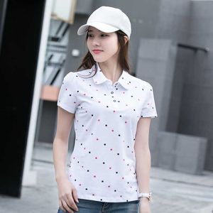 2024 NOWOŚĆ T-shirt z krótkim rękawem Women Spring/Summer Polo Flar Print Wszechstronna koszula polo Casual Polo Collar Top 2010