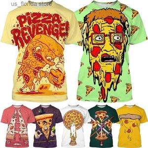 T-shirty męskie śmieszne nowe pizzę nadrukowane 3d T Shirt Mężczyźni Kobiety Chilren Casual Delicious Food Graphic w stylu harajuku top ts tsshirt y240321