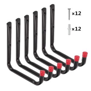 Rails 6Pcs Large Heavy Duty Storage Hanging Hooks Home Garage Bike Ladder Wall Mounted Brackets Hook Durable Ganchos para colgar