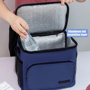 Portable Lunch Bag Food Thermal Box Drable Waterproof Office Cooler Lunchbox med axelrem Organisator Isolerat fall 240226