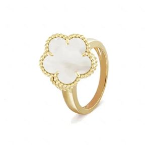 4 Leaf Clover 925 Silver for Women Couples Wedding Rings International Brands Replica Pure K Gold High Quality Luxury Jewelry 240307