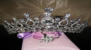 FulloverSize Crystal Bride Hair Accessory Wedding Tiaras och Crown For Rhinestone Pageant Crowns Head Jewelry Hair Orna1461578