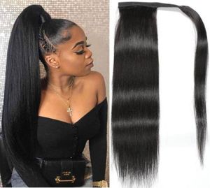 Novo estilo de cabelo humano indiano, clipe de rabo de cavalo reto em fita, extensões de cabelo macio para mulheres 88497102286209