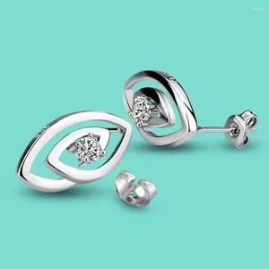 Stud Earrings Women's Original 925 Silver Zircon Inlaid Glasses Pendant Earring Charm Jewelry Valentine's Day Gift Push Close