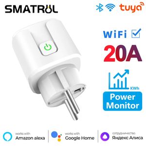 SMATRUL 20A Tuya WiFi EU Smart Plug Outlet 220V Power Monitor Wireless Socket Remote Timer Control For Home Alexa 240228