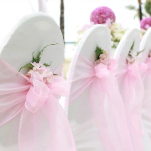 SASHES 30pcs/Lot organza sedia teatro bands bands bows for for wedding ganchet evento per eventi country sedia da matrimonio decorazione