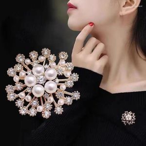 Broches elegantes e brilhantes, flor de sol para mulheres, luxo, grande pérola, strass, broche, joias, vestido, acessórios, presentes de casamento