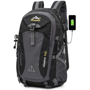 40L Wodoodporny USB Wspinaczka Unisex Mężczyzna Podróż mężczyzn Plecak Mężczyźni na świeżym powietrzu sporty na kemping piesze torby szkolne Pack 20234e