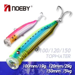 Noeby popper isca de pesca 100mm20g 120mm29g 150mm55g topwater wobbler isca dura artificial para mar atum gt enfrentar 240312