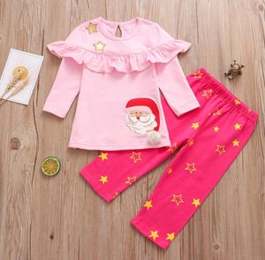 Summer Spring And Autumn Baby Girl039s Clothing Baby Ins Popular Long Sleeve Printed Cartoon Santa Suits Christmas Children035473089