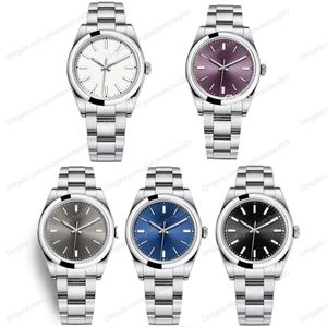 5 Colors High Quality Asian Watch 2813 Automatic Mechanical Watchs Grey Men's Watch M114300-0001 39mm Purple Dial Stainless S255Y