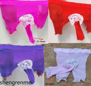 Underbyxor Shengrenmei 2023 Mens Sissy Boxers Underwear Sexig Gay Lingerie With Lace Male Boxer Shorts Fishnet 7 Färg