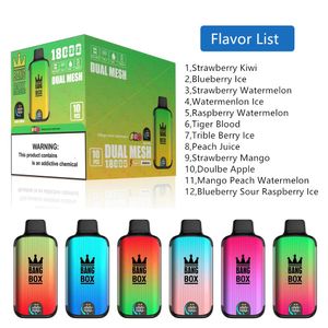 Oryginalne fabryczne Vape Bangbox Puff 18000 Puffs 18K DEARTABALES Vapes Pen Elektroniczne papierosy 26 ml wózek kapsułki Cewka LED Ekran LED Puff 15000 E-papieros