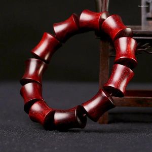 Strand natrual madeira zâmbia sangue vermelho sândalo estrela manchado buda frisado pulseira de bambu contas transferência jewerly 15 20mm