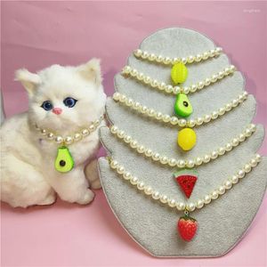 Dog Collars Fashion Necklace Fruit Pendant Cat And Dogs Pearl Collar Luxury Pet Cats Accessories