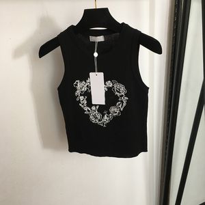Flora Jacquard Camis Girls Sleeveless Tees Summer Soft Knit Tops 2 Colors Heart Designer Vests Shirt Luxury Sport Camis
