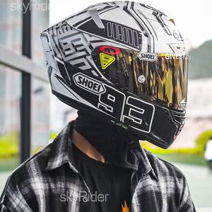 フルフェイスシューイx14 x-fourteen mm93マークマルケスホワイトアリオートバイヘルメットアンチフォッグバイザーマン車に乗るモトクロスレーシングバイクヘルメット