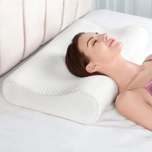 Travesseiro ortopédico de contorno cervical, espuma de memória, para alívio da dor no pescoço e ombro, ergonômico, suporte para pescoço, cama de dormir 240306