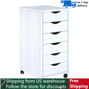 Drawers White Storage and Organization Solid Wood 6 Drawer Roll Cart Bedroom Drawers Organizer for Underwear Boxes Chest of Drawers Box