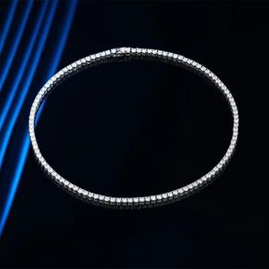 Anhänger Halsketten Trendy 3mm D Farbe Moissanit Tennis Halskette Für Frauen Männer Überzogene Platin 4 Prong Lab Diamant Kette Pass geschenkP275a