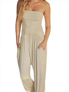 Damen-T-Shirts, stilvolle ärmellose Overalls für Frauen, trägerloser Tube-Top-Strampler mit Pluderhosentaschen und Sommer-Streetwear-Vi