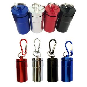 Smoking Accessories Aluminum Alloy Snuff Pill Box With Keyring Key Metal Spice Bullet Snorter Pill Case Storage Bottle Container