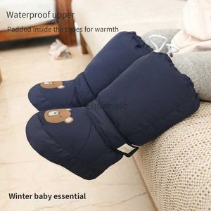 Pierwsze spacerowe Winter Kids Wysokie bawełniane buty dla chłopca wodoodporne ciepłe i aksamitne bawełniane buty nowonarodzone buty dla niemowląt na małe buty dla niemowląt 0-1 y 240315