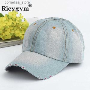 Ball Caps RICYGVM Hip Hop Holes Cowboy Hat Fashion Denim Baseball Cap For Men Women Outdoor Sun Visors Punk Retro Peaked Caps gorras Y240315