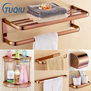 Tuqiu Bathroom Accessories Rose Gold Towel RackBathroom ShelfPaper HolderTowel HolderToilet Brush Holder bathroom Hardware 240312