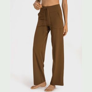 LU Pant Align Nylon Yarn LU-U NWT End Women's Flare Leggings Botcut Yoga dla kobiet Wysokie Trochę sznurka butlegu