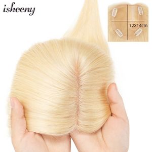 Isheeny peças de cabelo humano feminino topper natural 1016 Polegada parte lateral 12x14cm mono laço cabelo humano topper cabelo humano real 240314