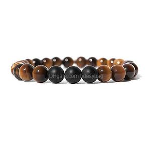 Frisado 8mm natural preto pedra fios contas elástico charme pulseiras festa clube decoração para homens mulheres jóias entrega entrega jóias sutiã dhzbz