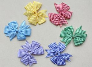 24pcs bebê menina headwear gingham xadrez laços de cabelo clipes listra bowknot pinwheel princesa xadrez laço de cabelo acessórios hd5559659