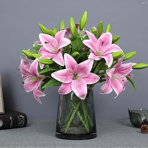 Dekorativa blommor Artificial Lily Flower For Home Living Room Decor Multicolor Creative Multian