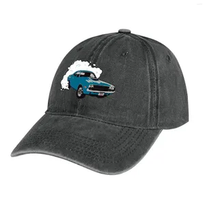 Berets Azul 70s DC Burnout Cowboy Hat Golf Wear Rave Drop Homens Caps Mulheres