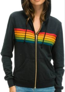 Hoodies للسيدات من النوع الثقيل للنساء أزياء أزياء هوديي شريط قوس قزح كبير الحجم