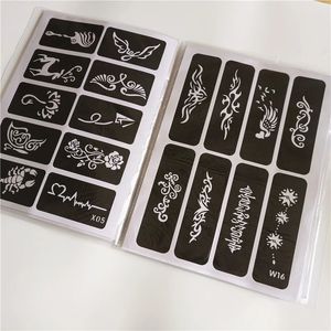 20 folhas 516 mapas glitter tatuagem desenho para pintura modelos de aerógrafo henna adesivos 240311