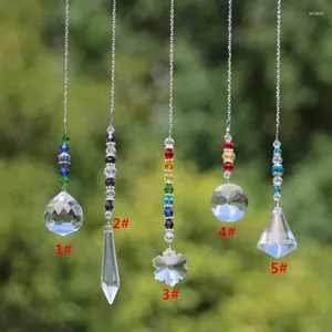 Dekorativa figurer 5st/Lot Chakra Color Chandelier Crystal Suncatcher Hängande prisma hänge heminredning