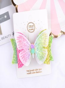 35 Inch Butterfly Hairgrips Glitter Hair Bows with Clip BlingBling Bow Hair Clip Girls Hair Accessories 2 colors YL0918066869