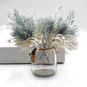 Decorative Flowers Simulation Christmas Pine Needle Bouquet Artificial Flower Plant DIY Wreath Garland Xmas Tree Hanging Pendant Ornament