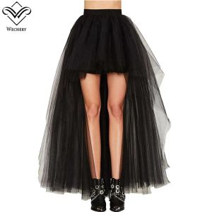 Vestidos wechery novo longo maxi led luz saias elásticas sexy fofo tule saia babados chiffon renda espartilho saia de malha para festa clube