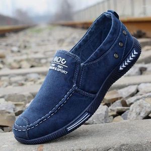 Sıradan Ayakkabılar İlkbahar ve Sonbahar Düz Renkli Erkekler Tuval Pedal Nefes Alabilir Loafers Erkek Düşük Top Bez